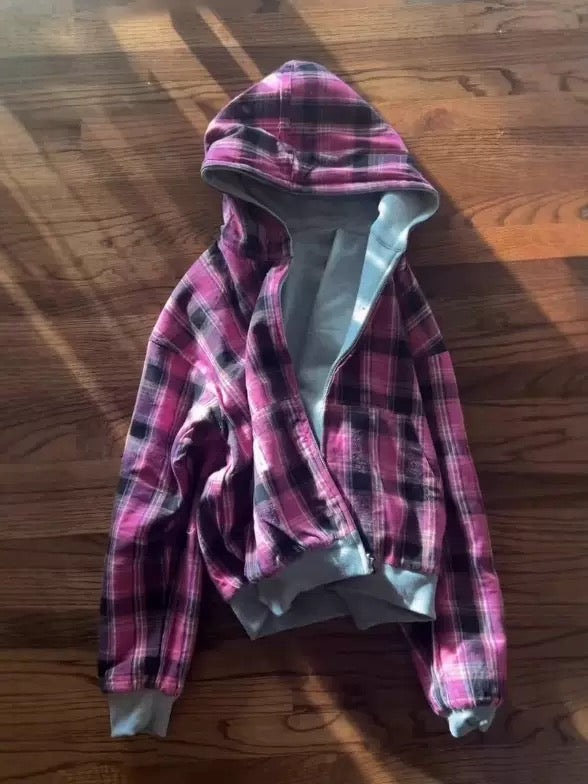 Embroidered cherry reversible hoodie