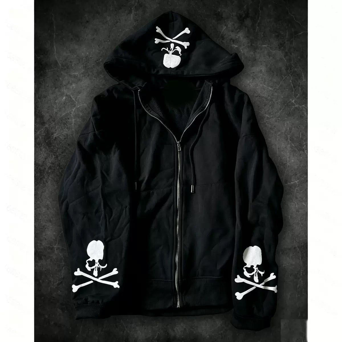 skull long sleeve zipper hoodie