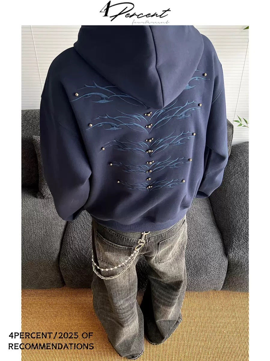 wings embroidered hoodie