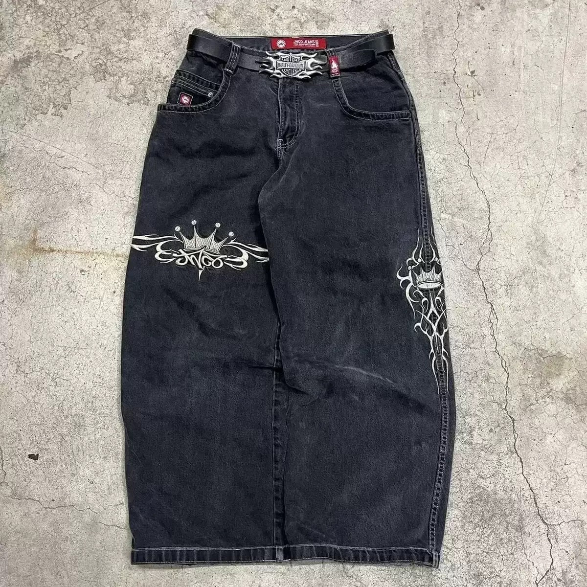 crowned cargo baggy jeans