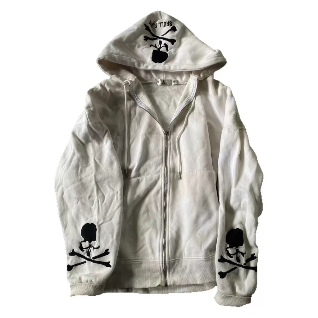 skull long sleeve zipper hoodie