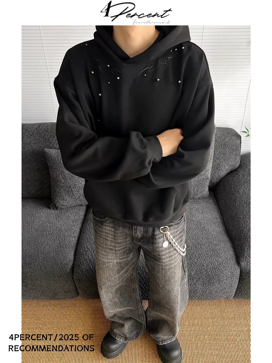 wings embroidered hoodie