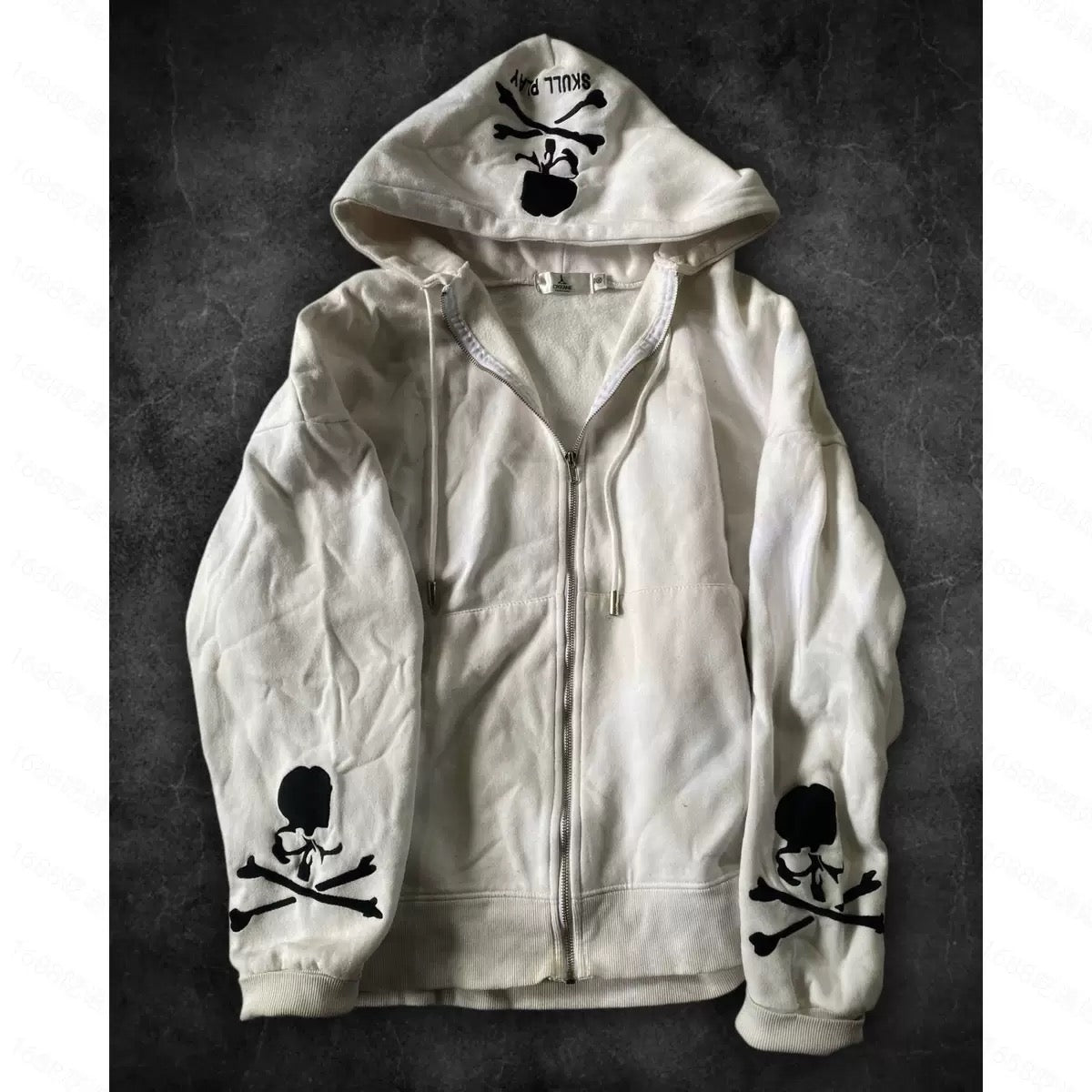 skull long sleeve zipper hoodie