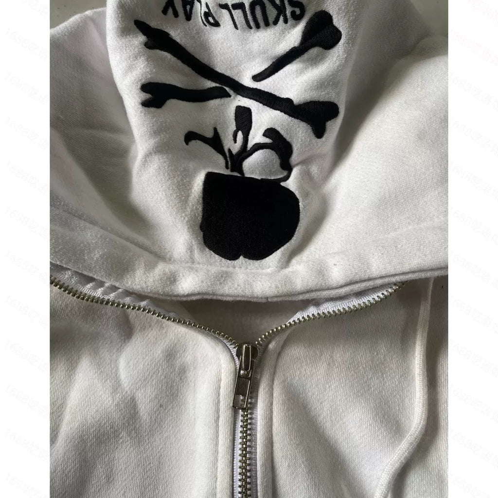 skull long sleeve zipper hoodie