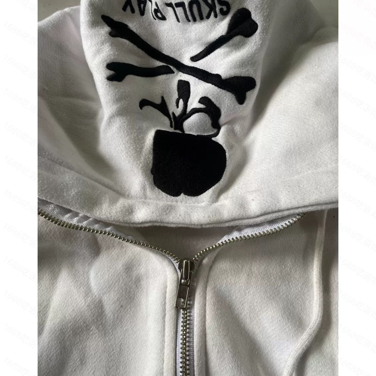 skull long sleeve zipper hoodie