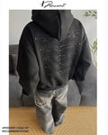 wings embroidered hoodie