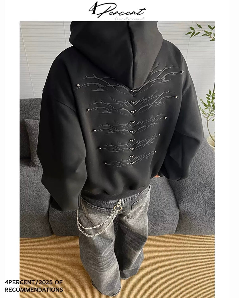 wings embroidered hoodie